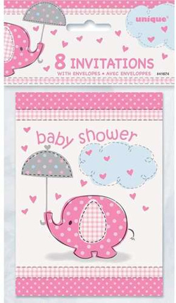 Zaproszenia na Baby Shower Dziewczynka 8 szt.