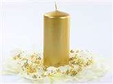 Świeca walec, złota, 6x12cm, 1 szt.