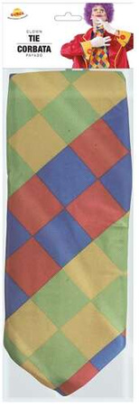 Krawat KLAUNA Clown Kolorowy Krata Cyrk 55cm
