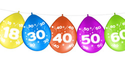 Balony odwrotny nadruk cyfra 60 SZEŚĆDZIESIĄT 5szt