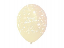 Balon z nadrukiem "Wiwat Młoda Para", clear, 5szt.