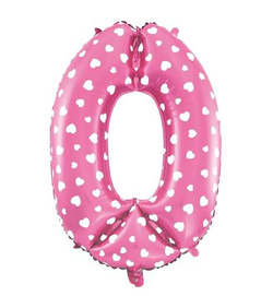 Balon foliowy cyfra ZERO 0, różowy, 40 cm