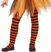 Rajstopy Czarno Pomarańczowe Paski Dynia 3-6 lat