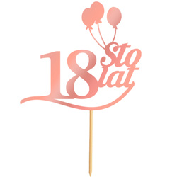 Topper na Tort 18 STO LAT Urodziny RÓŻOWE ZŁOTO