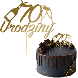 Topper na Tort 70 URODZINY Party ZŁOTY