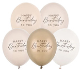 Balony  HAPPY BIRTHDAY TO YOU Urodziny Beżowe 5szt