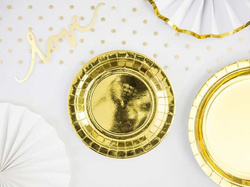 Talerzyki papierowe złote, 18 cm, 6 szt.