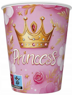 Kubeczki Papierowe Różowe Korona 250ml 8szt.