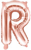 Balon foliowy Litera "R", 35cm, różowe złoto 1szt.