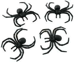 Dekoracje Zestaw Pająki Czarne Halloween 4szt 8cm