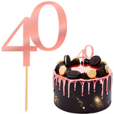 Topper na Tort LICZBA 40 Urodziny RÓŻOWE ZŁOTO