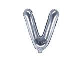 Balon foliowy Litera "V", 35cm, srebrny, 1 szt.