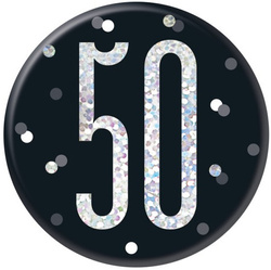 Przypinka Broszka Metalowa 50 Urodziny Czarna