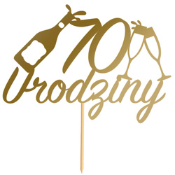 Topper na Tort 70 URODZINY Party ZŁOTY