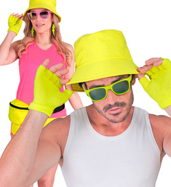 RĘKAWICZKI Bez Palców Krótkie ŻÓŁTE Neonowe DISCO