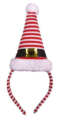 Opaska z czapką Mikołaja w paski 11x19cm, 1 szt.