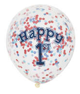 Balon z konfetti Happy 1,  12", 6 szt.