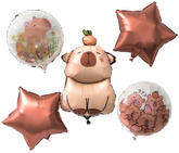 Zestaw Matowych Balonów Foliowych KAPIBARA, 5szt.