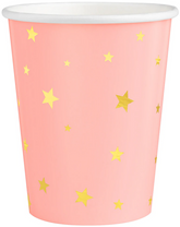 Kubeczki Papierowe Różowe Złote Gwiazdki 220ml x6