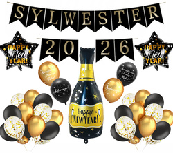 Zestaw Sylwester, 07-1, Baner Szampan Balony 