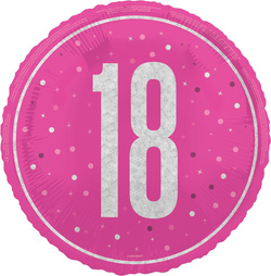 Balon Foliowy Różowy Błyszczący 18 URODZINY 45cm
