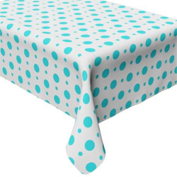 Obrus foliowy w grochy turkusowy, 100x130cm