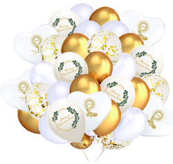 Zestaw Balonów Komunia LIŚĆIE złote Konfetti 35szt