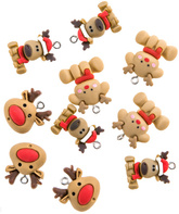 Zawieszki Polimerowe 3D Renifery Świąteczne 10szt.