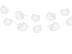 Girlandy z tiulowych pomponów, biały, 200cm, 3 szt