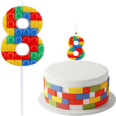 ŚWIECZKA Piker CYFRA 8 Osiem KOLOROWE KLOCKI 10cm