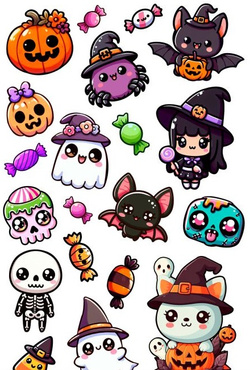 Tatuaże Zmywalne Kolorowe HALLOWEEN Małe Potworki