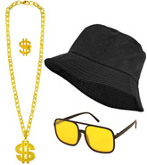 Zestaw RAPERA Gangstera HipHop DOLAR Czarny