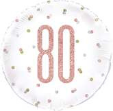Balon foliowy 80 Urodziny Różowe Złoto, 45cm