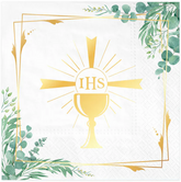 Serwetki Komunijne Kielich IHS Listki 33x33cm 10sz
