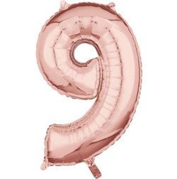 Balon foliowy 26" różowe złoto cyfra "9", 1 szt.