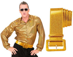 PASEK Gruby Brokatowy ZŁOTY Disco Lata 80, 120cm