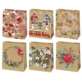 Torebki Papierowe Kraft na Pezenty Święta Mix x10