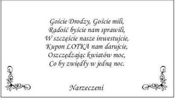 Wkładki do zaproszeń ślubnych, 25 szt WZ1