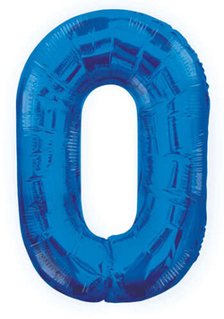 Balon foliowy cyfra ZERO 0  niebieski 100 cm,