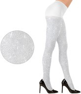 Rajstopy BIAŁE Brokatowe Sylwester 40 DEN, XL