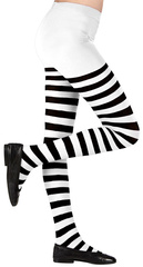 Rajstopy Biało Czarno Paski Wednesday 11-14 lat
