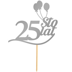 Topper na Tort 25 STO LAT Urodziny SREBRNY