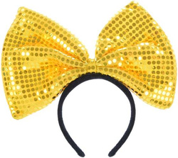 Opaska na Głowę Duża KOKARDA Żółta CEKINY