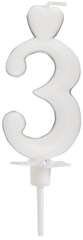 Świeczka Serduszko, Cyfra 3, Biała 6,5cm