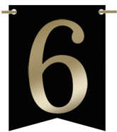 Flagietka, Cyfra 6, Czarna, 1 szt.