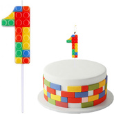 ŚWIECZKA Piker CYFRA 1 Jeden KOLOROWE KLOCKI 10cm