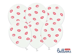 Balony "Usta" białe + czerwony, 1 szt.