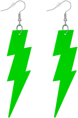 Kolczyki NEONOWE BŁYSKAWICE Pioruny ZIELONE Disco