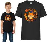 Koszulka Czarna LISEK Liście 3-4 lata, 104cm