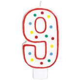 Świeczka cyferka 9 w kropeczki, 1 szt.